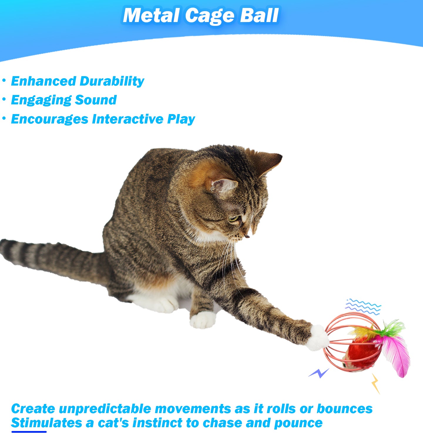 QUVOVID Cat Toys 6 Balls, Metal Cage Balls with Mice and Bells Inside, Best Cat Toys for Indoor Cats, Increase Your Interaction with Cats and Bring Healthy Life to Cats